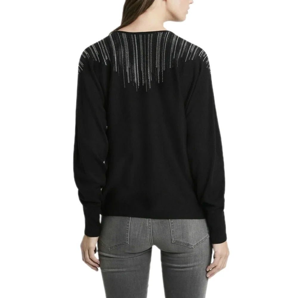 Vince Camuto Womens Embellished Sweater Rich Black Small - Picture 2 of 4